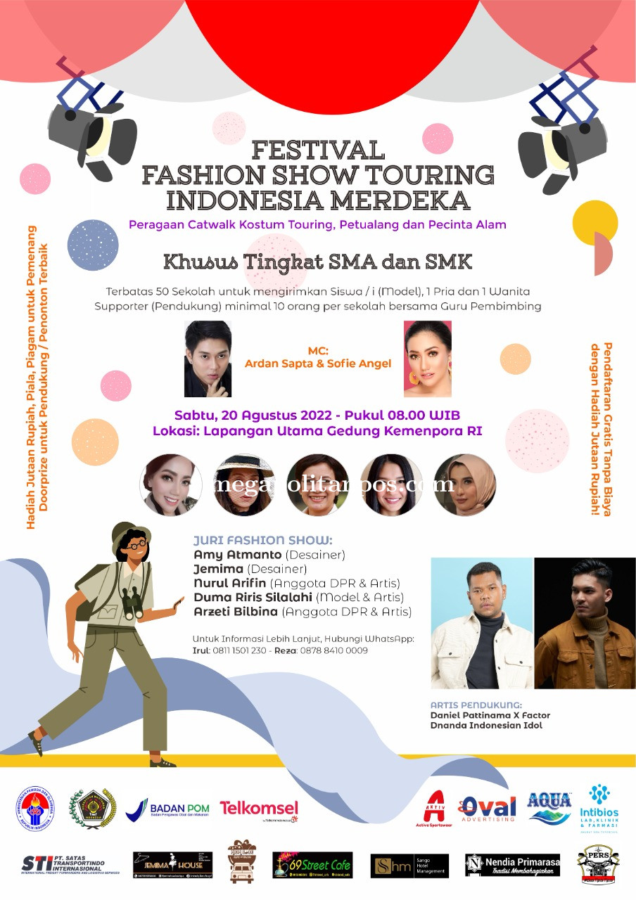 Semarak HUT RI ke77, PWI Jaya, PGTT dan Kemenpora Berkolaborasi di Fashion Show Indonesia Touring Merdeka 2022
