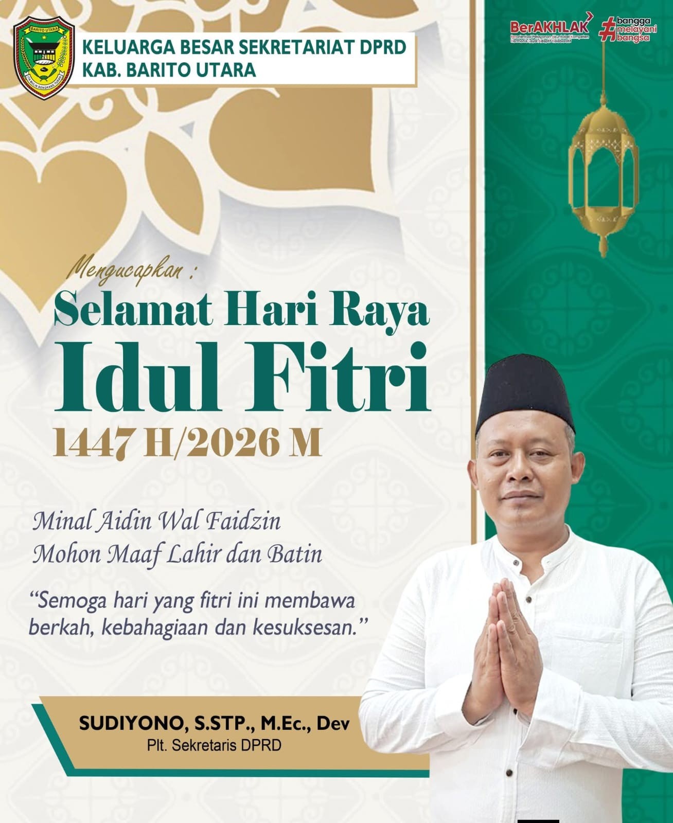 Sekretariat DPRD Barito Utara Sampaikan Ucapan Idul Fitri 1447 Hijriah